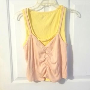 Anthropologie Size L Yellow and Peach Racerback top